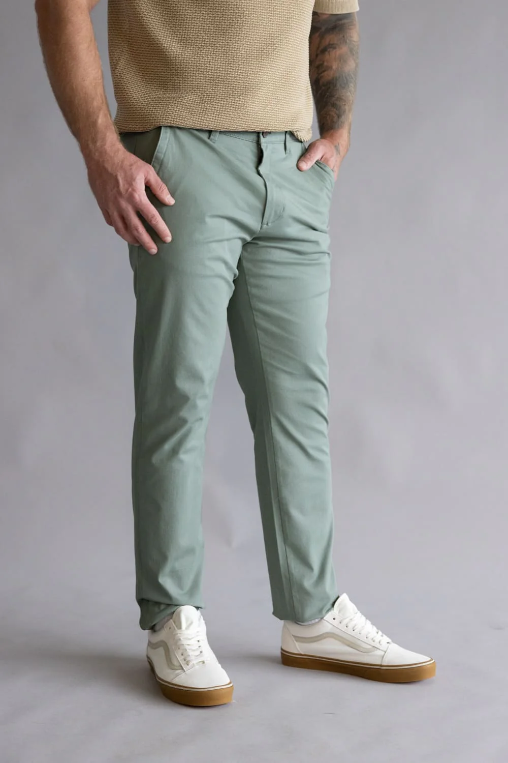 Weatherproof Vintage Flat Front Chino Pants for Men in Hillside Green  | W5S809-327HILLSIDEGREEN - Image 2