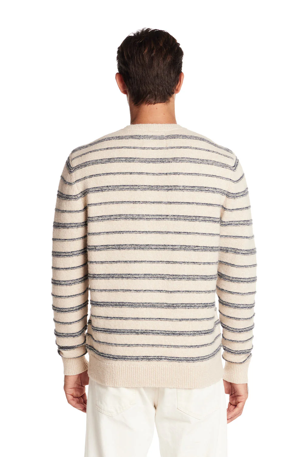 Weatherproof Vintage Fuzzy Striped Crew for Men in Cream Blue | F2540768GK-CREAMBLUE - Image 2