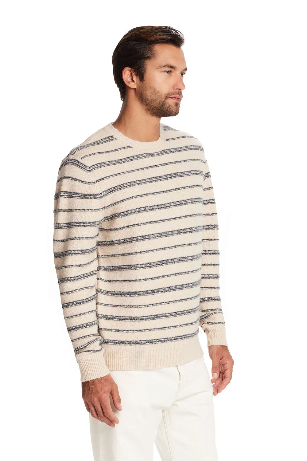 Weatherproof Vintage Fuzzy Striped Crew for Men in Cream Blue | F2540768GK-CREAMBLUE - Image 4
