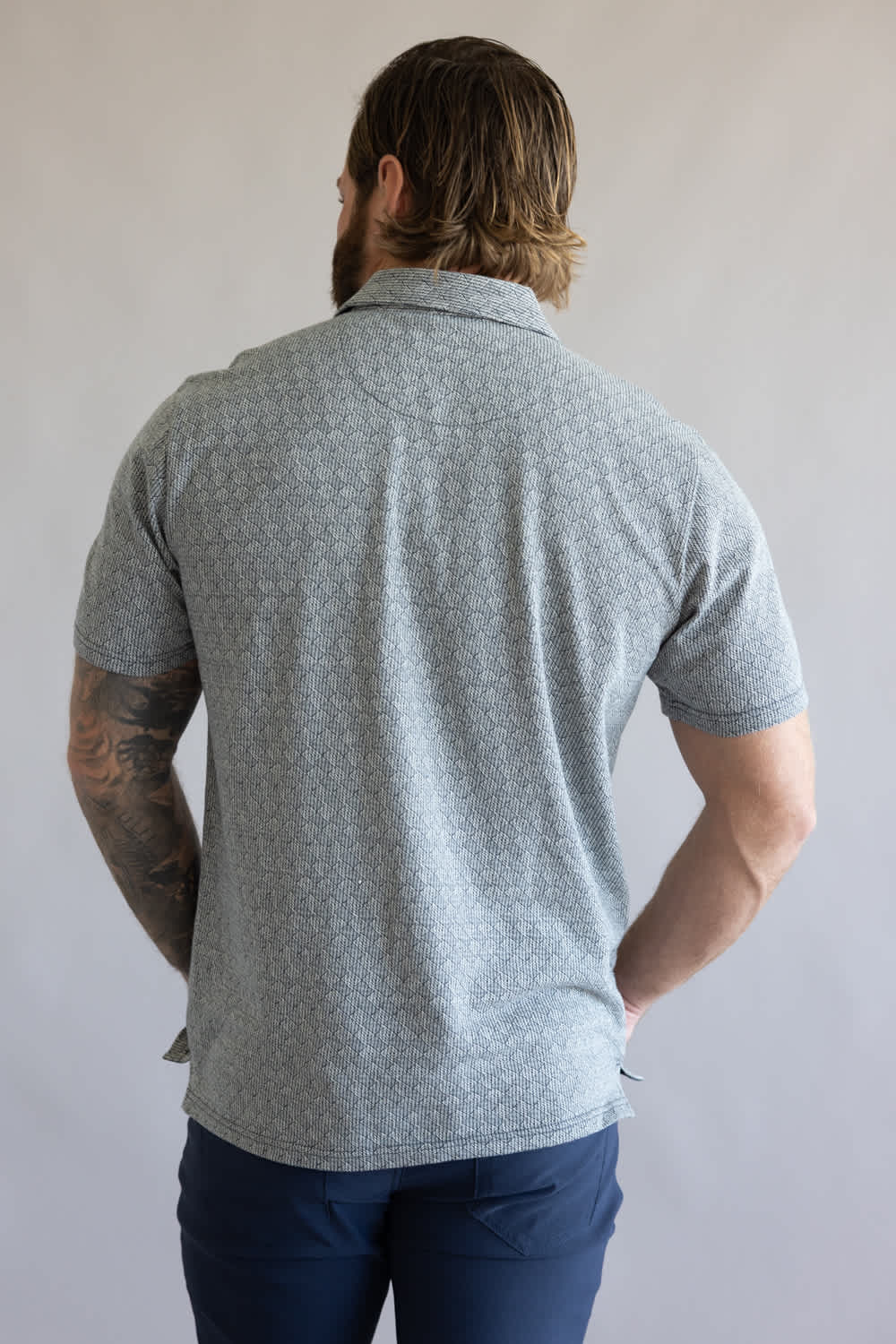 Weatherproof Vintage Jacquard Polo Shirt for Men in Navy | S2622095GK-NAVY - Image 3