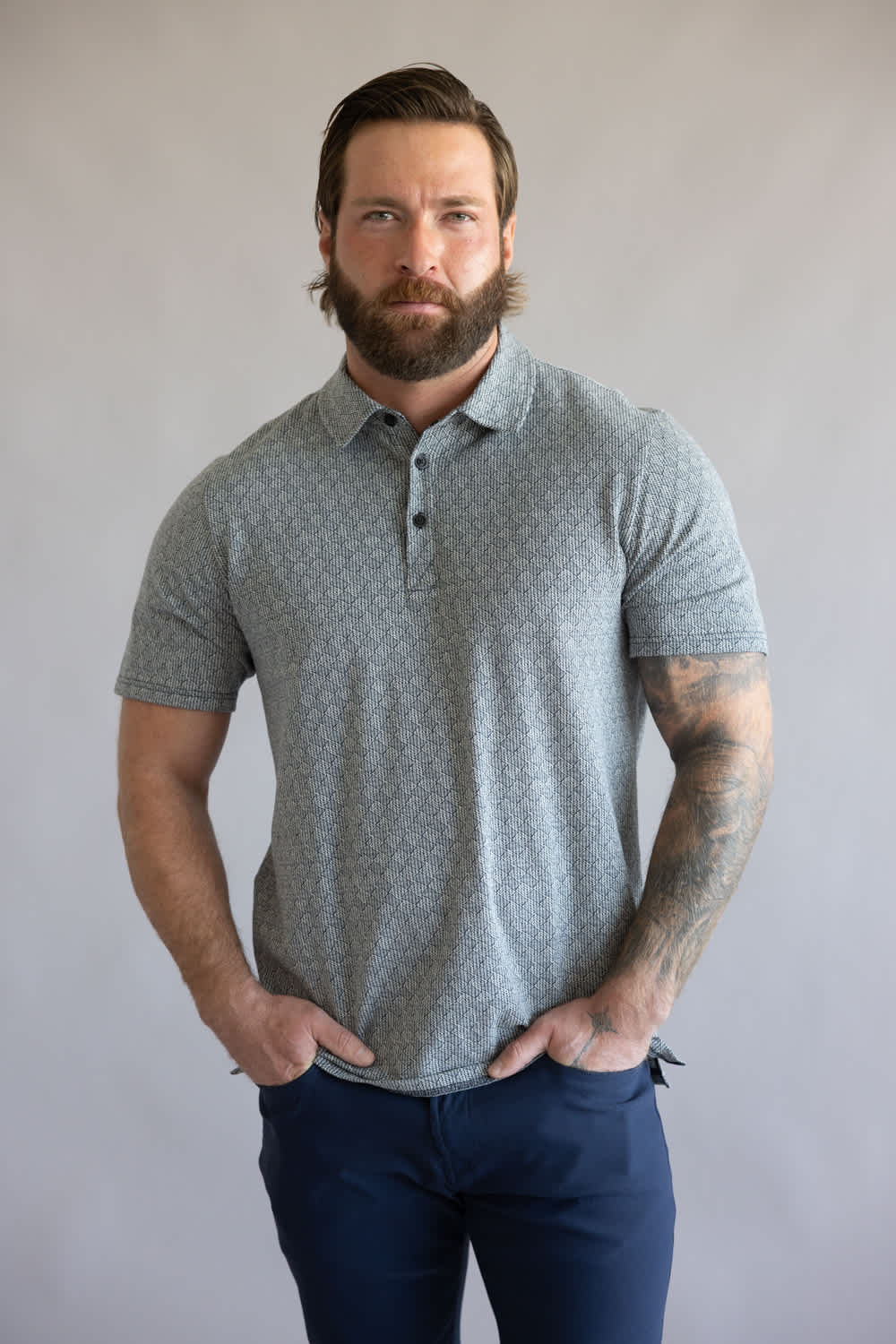 Weatherproof Vintage Jacquard Polo Shirt for Men in Navy | S2622095GK-NAVY - Image 4