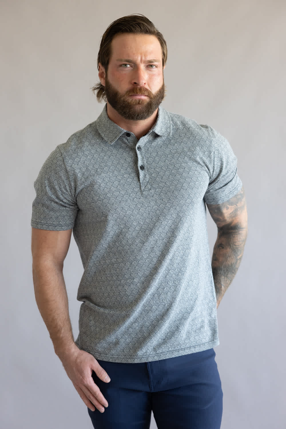 Weatherproof Vintage Jacquard Polo Shirt for Men in Navy | S2622095GK-NAVY - Image 5