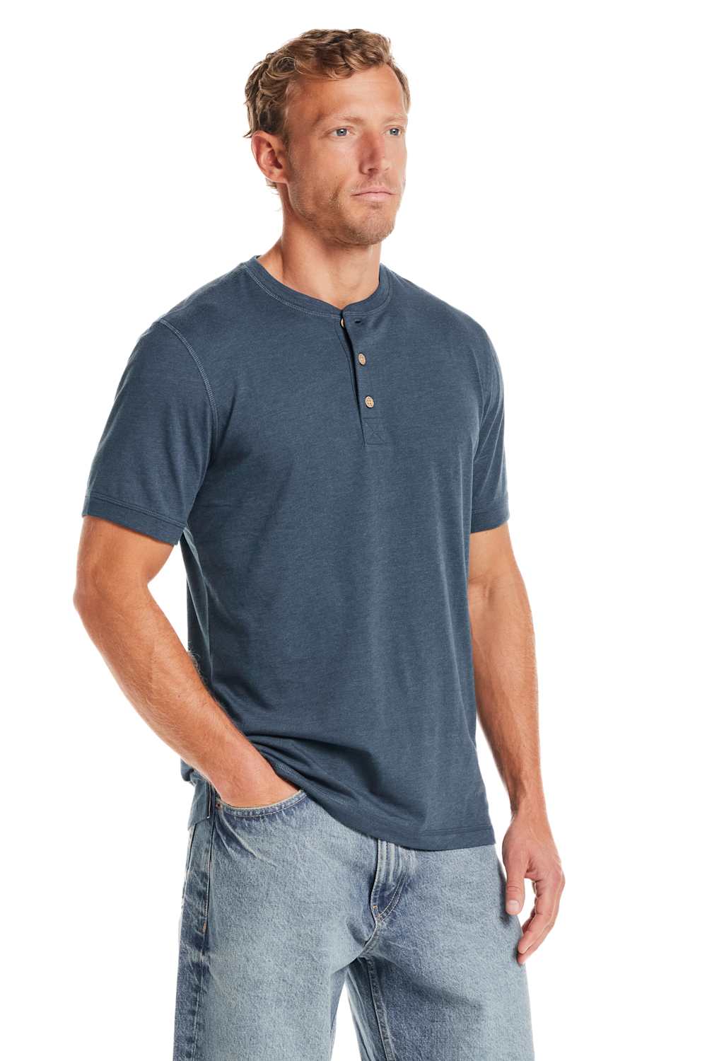 Weatherproof Vintage Jersey Henley Shirt for Men in Cobalt | S263659GK-DEEP COBALT - Image 2