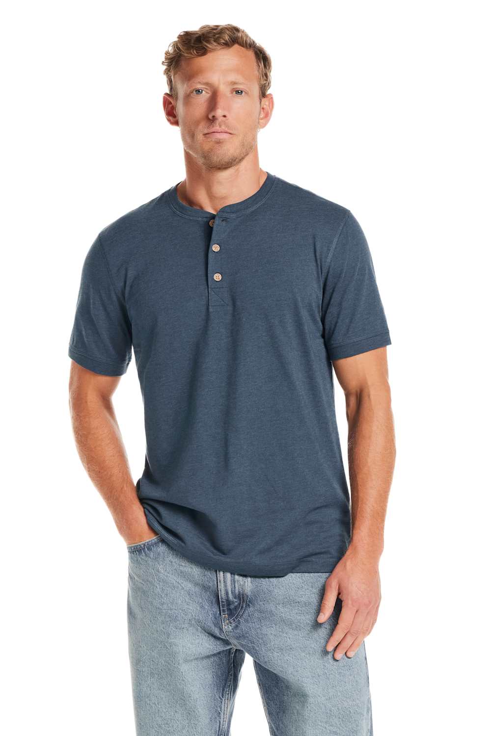 Weatherproof Vintage Jersey Henley Shirt for Men in Cobalt | S263659GK-DEEP COBALT - Image 4