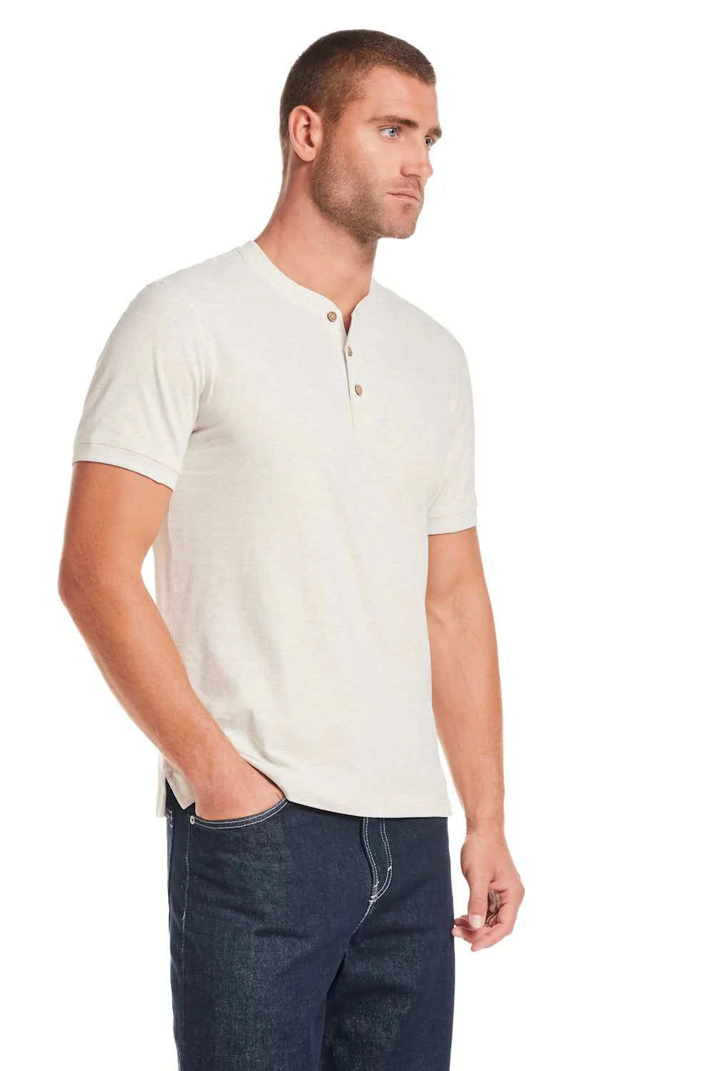Weatherproof Vintage Jersey Henley Shirt for Men in Oatmeal | S263659GK-OATMEAL - Image 2