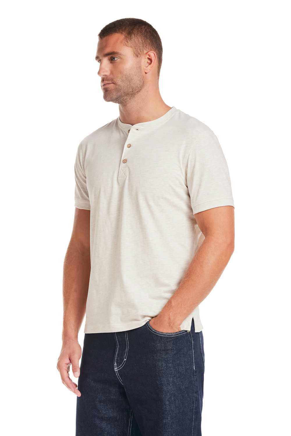 Weatherproof Vintage Jersey Henley Shirt for Men in Oatmeal | S263659GK-OATMEAL - Image 3
