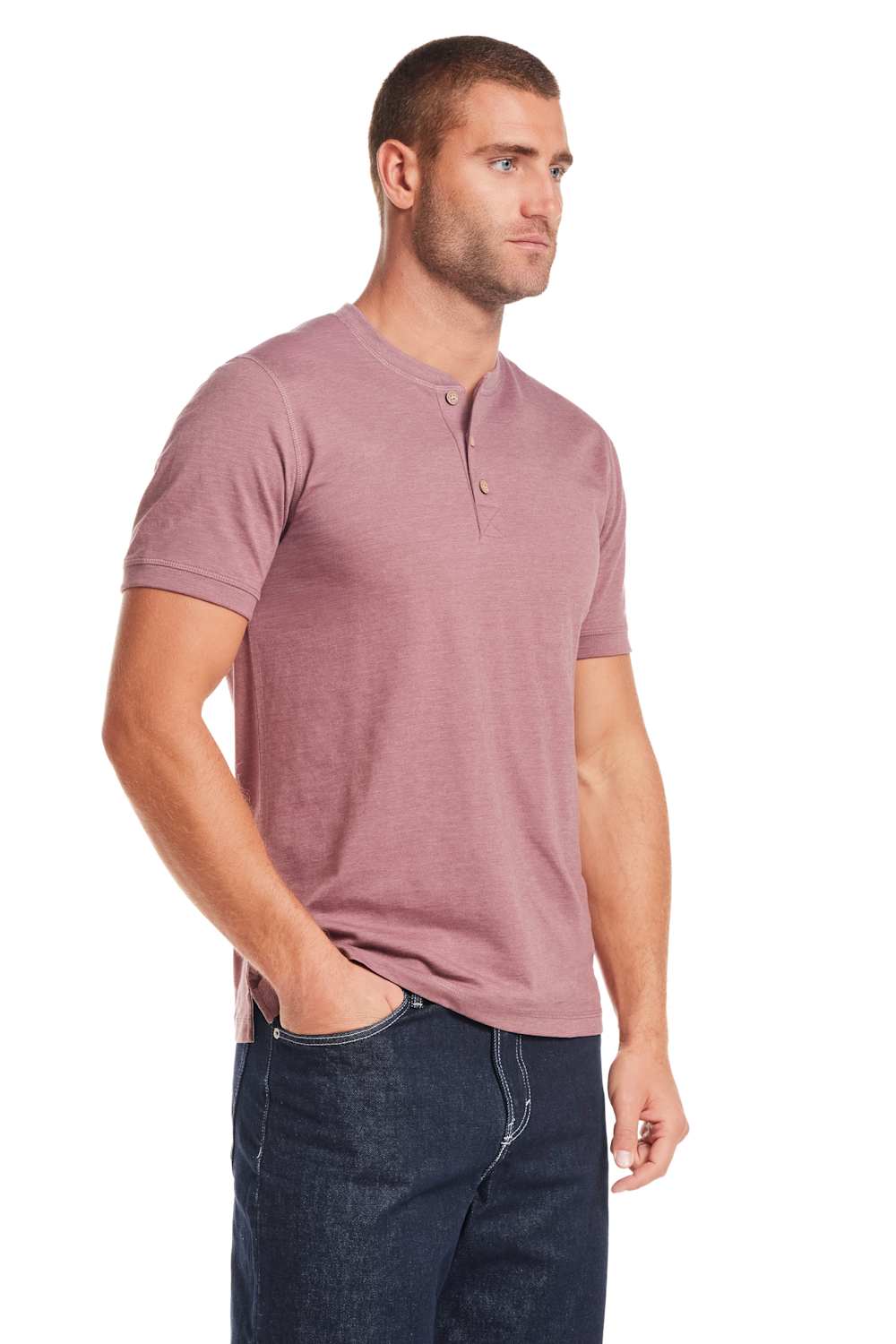 Weatherproof Vintage Jersey Henley Shirt for Men in Rose | S263659GK-ROSEBROWN - Image 3