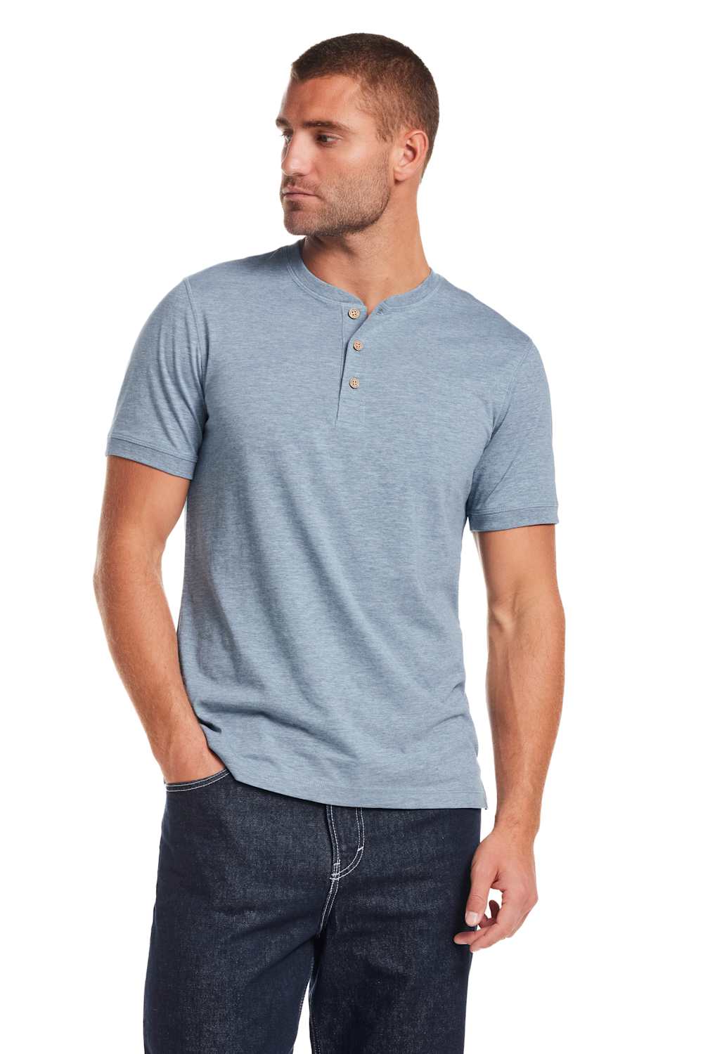 Weatherproof Vintage Jersey Henley Shirt for Men in Spring Wave | S263659GK-SPRING WAVE - Image 3