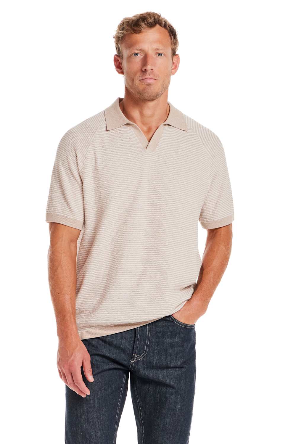 Weatherproof Vintage Johnny Collar Sweater Shirt for Men in Oat Twist | S2640522GK-OATTWIST - Image 2