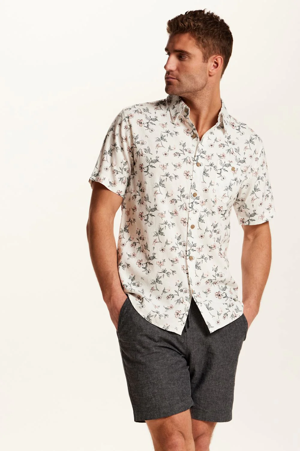 Weatherproof Vintage Linen Rayon Printed Shirt for Men in Cloud Pink | S2684669GK-CLOUDPINK - Image 3