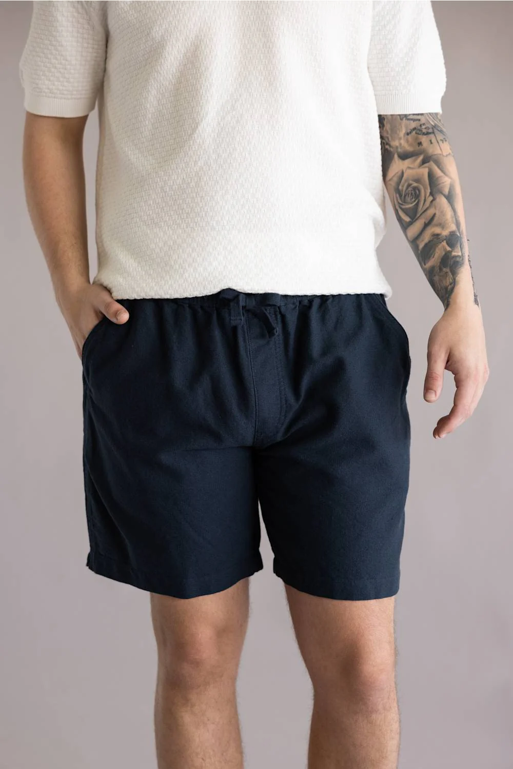 Weatherproof Vintage Linen Shorts for Men in Navy | S2622079GK-NVY - Image 5