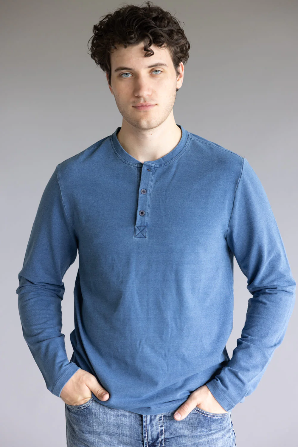 Weatherproof Vintage Long Sleeve Henley Shirt for Men in Indigo Blue | F2521305GK-INDIGO - Image 4