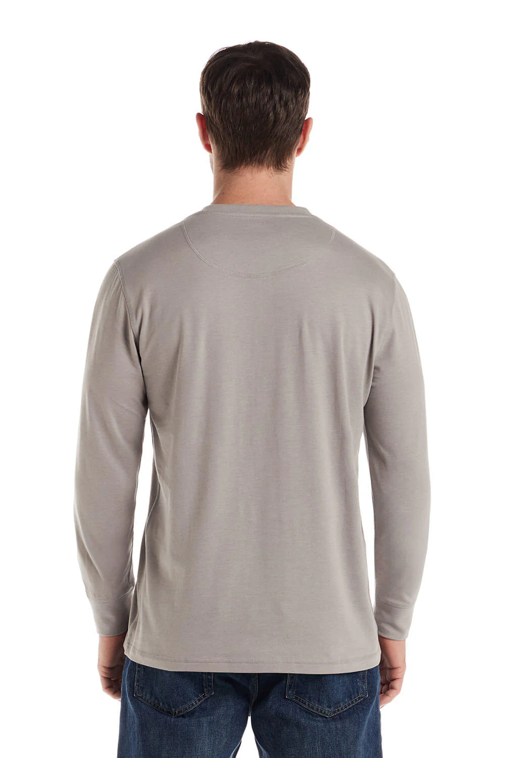 Weatherproof Vintage Long Sleeve Jersey Henley Shirt for Men in Heather Grey | F253610GK-ULTGRYHEATH - Image 4