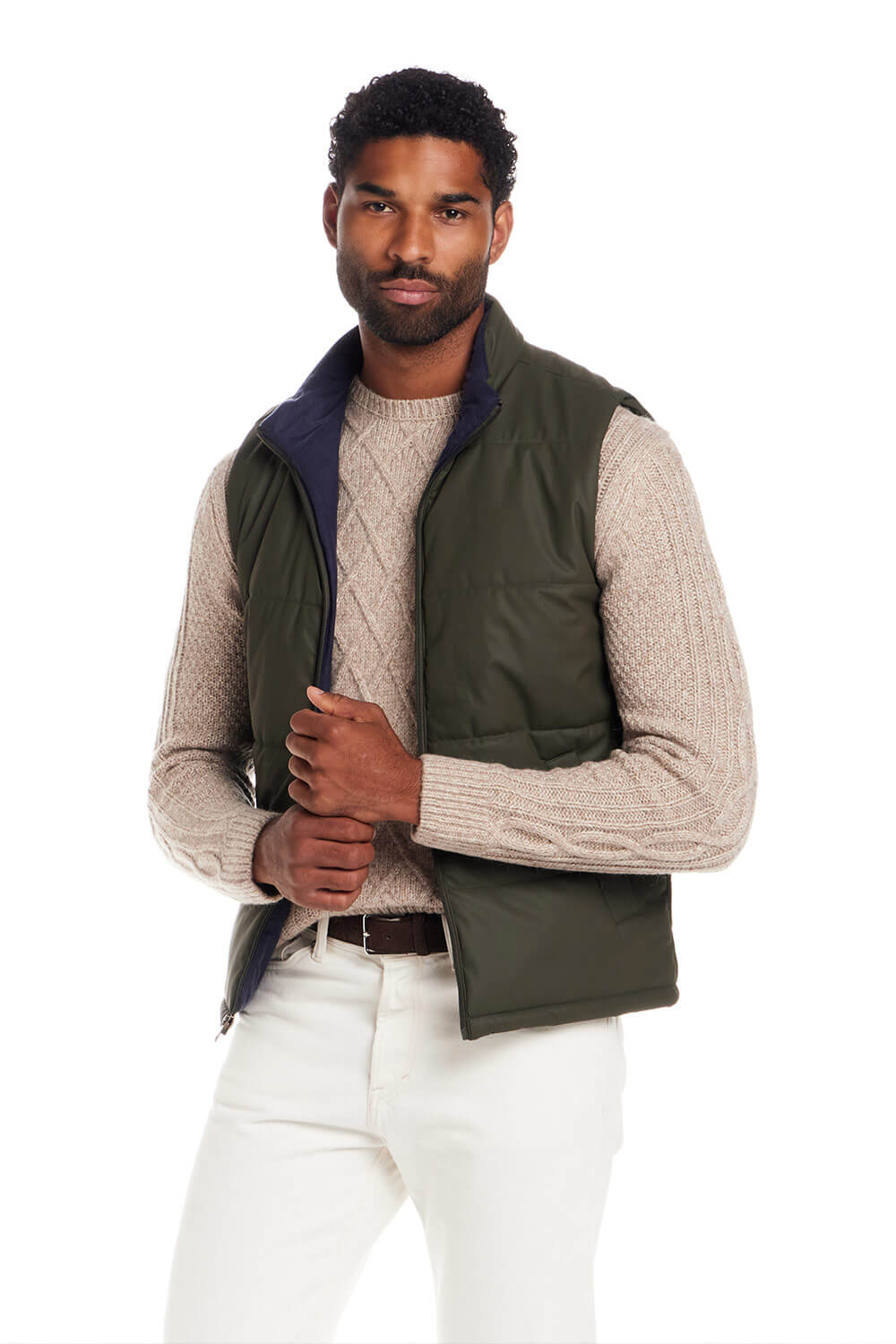 Weatherproof Vintage Matte Coasted Shell Puffer Vest for Men in Kambara Olive | F2570661GK-KAMBABAOLIVE - Image 4
