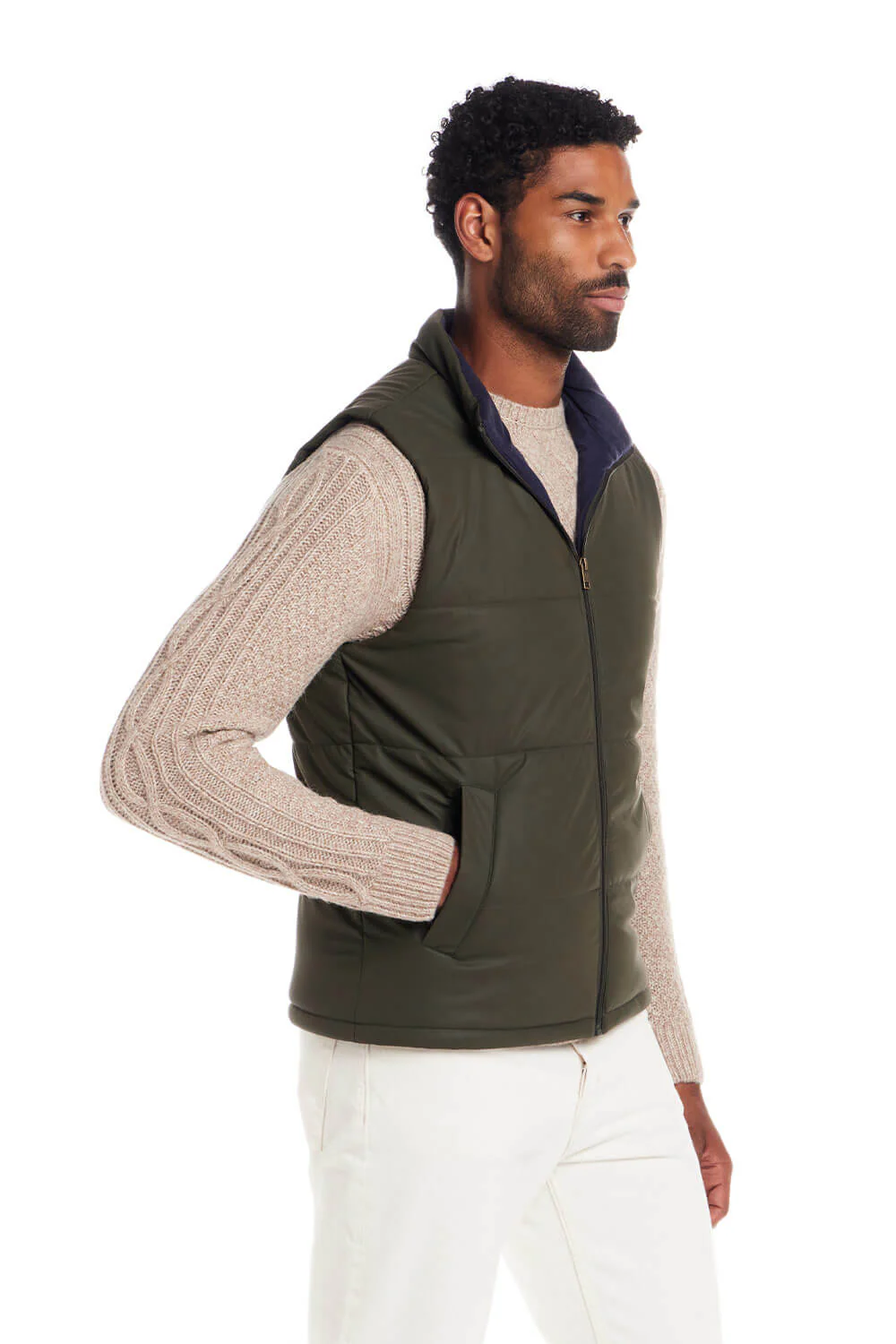 Weatherproof Vintage Matte Coasted Shell Puffer Vest for Men in Kambara Olive | F2570661GK-KAMBABAOLIVE - Image 5