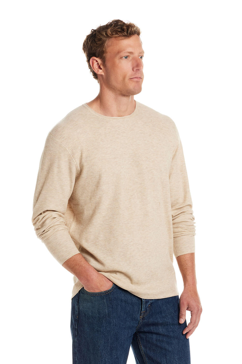 Weatherproof Vintage Merino Blend Roll Neck Sweater for Men in Oatmeal | F2540652GK-OATMEAL - Image 4