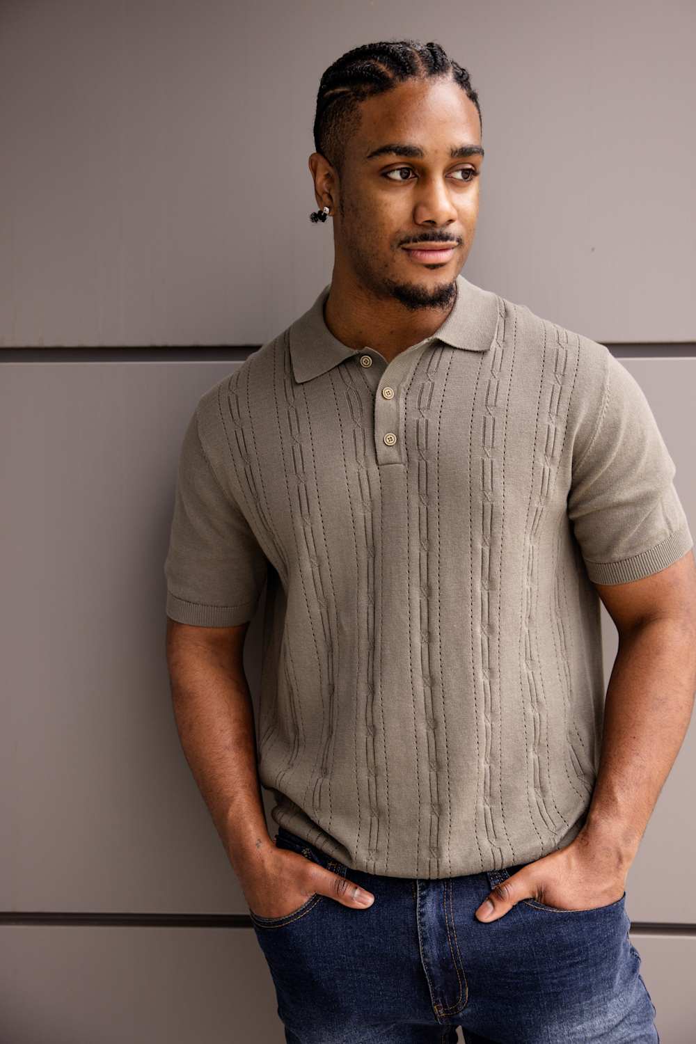 Weatherproof Vintage Pointelle Sweater Polo for Men in Grape Leaf | S2640671GK-GRAPELEAF - Image 4