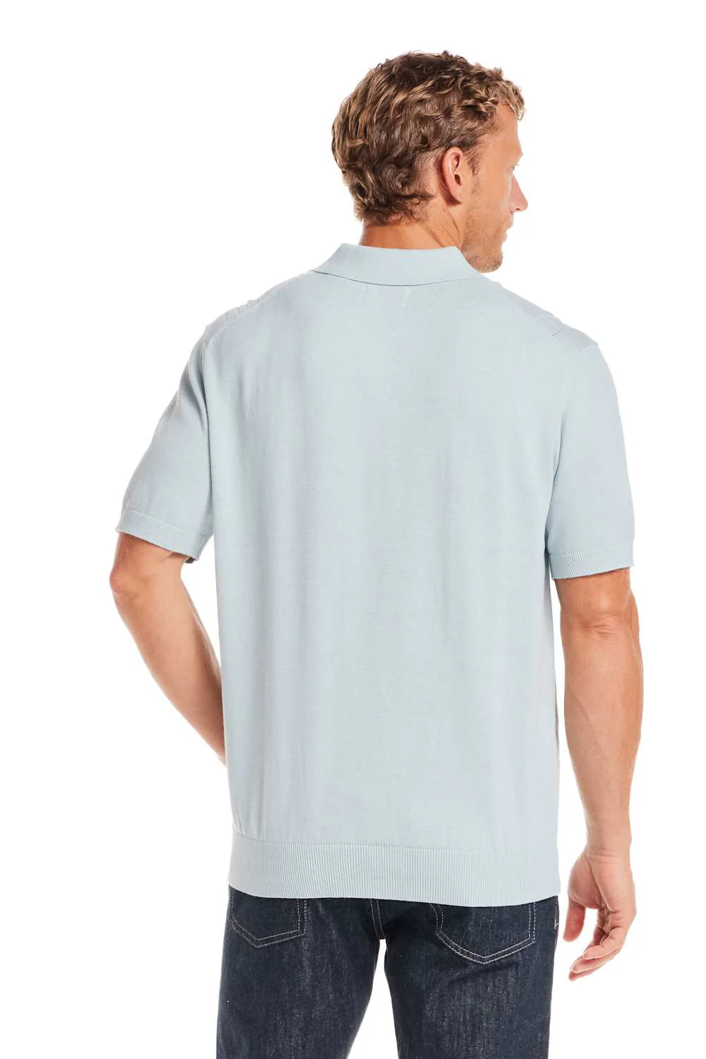 Weatherproof Vintage Pointelle Sweater Polo for Men in Light Blue | S2640671GK-SPRINGSKY - Image 5