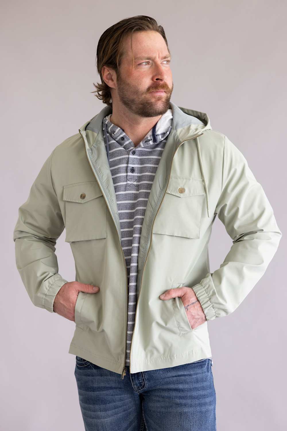 Weatherproof Vintage Poly Memory Safari Jacket for Men in Seagrass | S2670554GK-SEAGRASS - Image 4