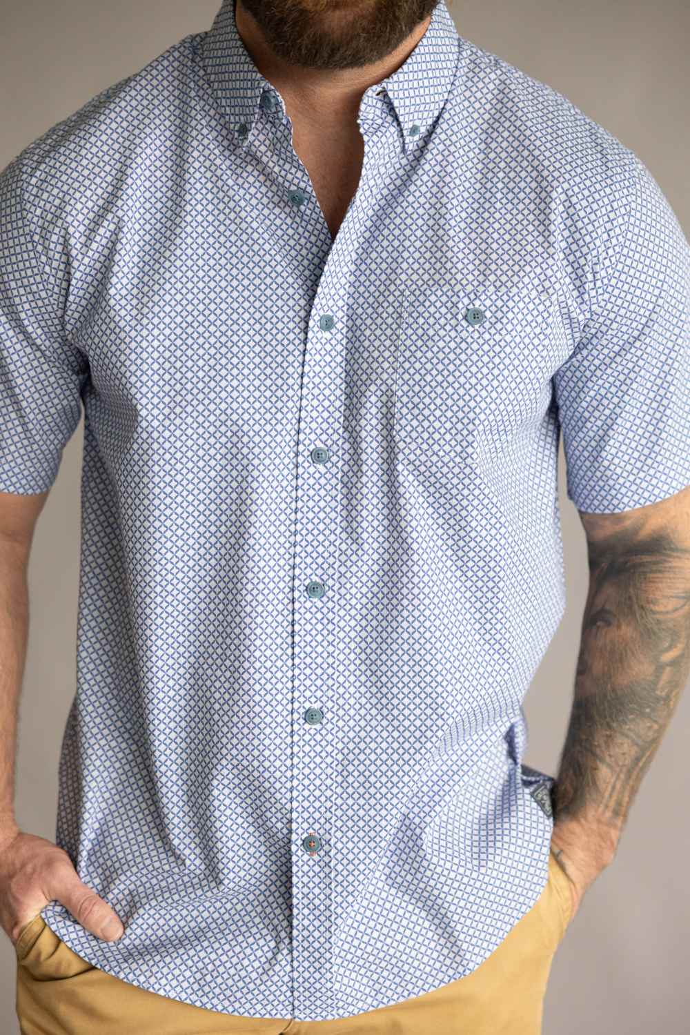 Weatherproof Vintage Poplin Button Up Shirt for Men in Bijou Blue | S2684244GK-BIJOUBLUE - Image 2