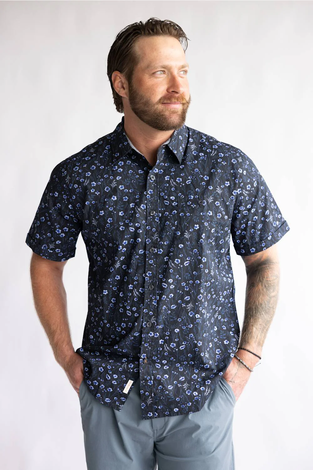 Weatherproof Vintage Poplin Button Up Shirt for Men in Poseidon Blue | S2684244GK-POSEISDON BLUE - Image 2