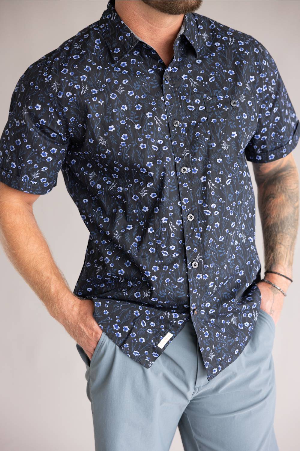 Weatherproof Vintage Poplin Button Up Shirt for Men in Poseidon Blue | S2684244GK-POSEISDON BLUE - Image 4