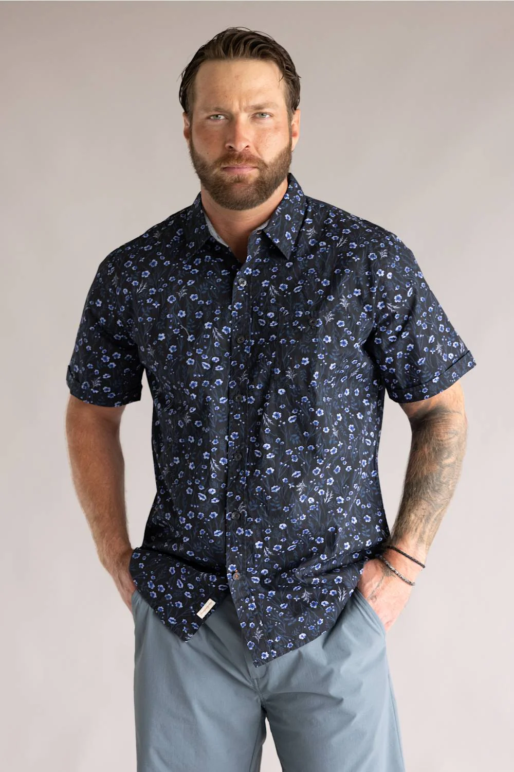 Weatherproof Vintage Poplin Button Up Shirt for Men in Poseidon Blue | S2684244GK-POSEISDON BLUE - Image 5