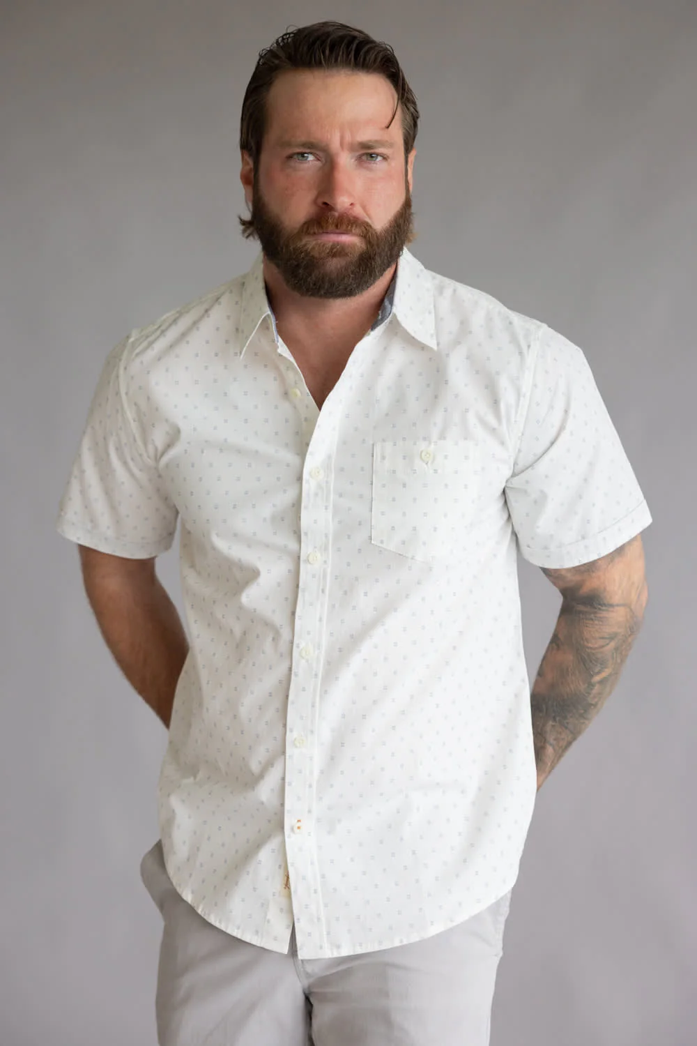 Weatherproof Vintage Poplin Button Up Shirt for Men in Snow | S2684244GK-SNOW - Image 2