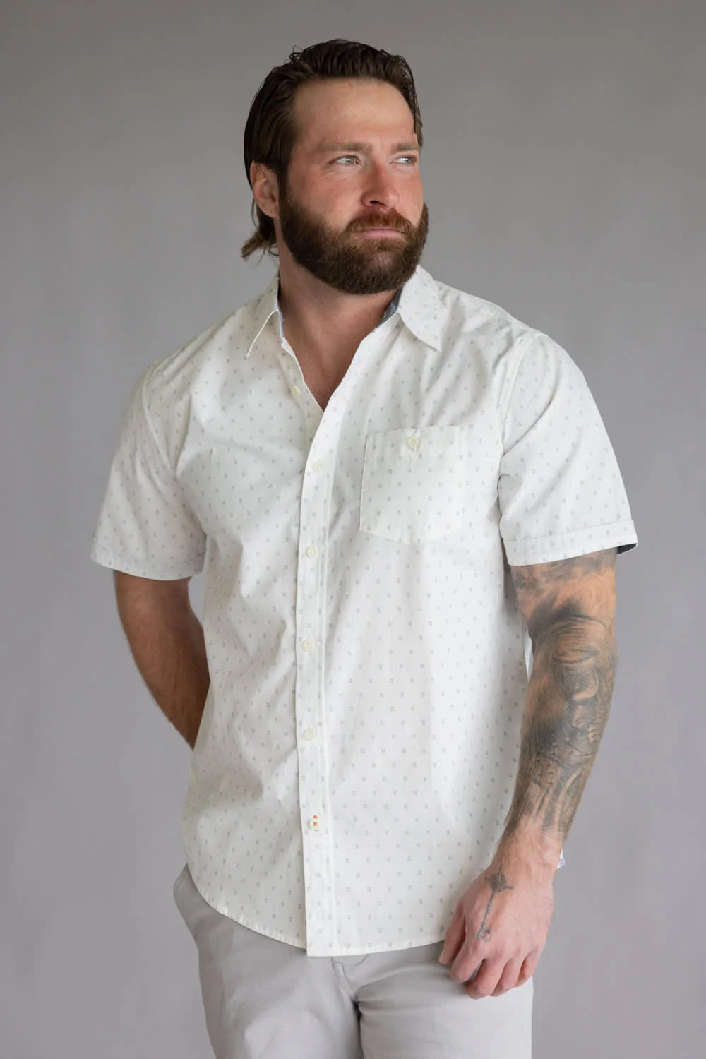 Weatherproof Vintage Poplin Print Button Up Shirt for Men - Image 3