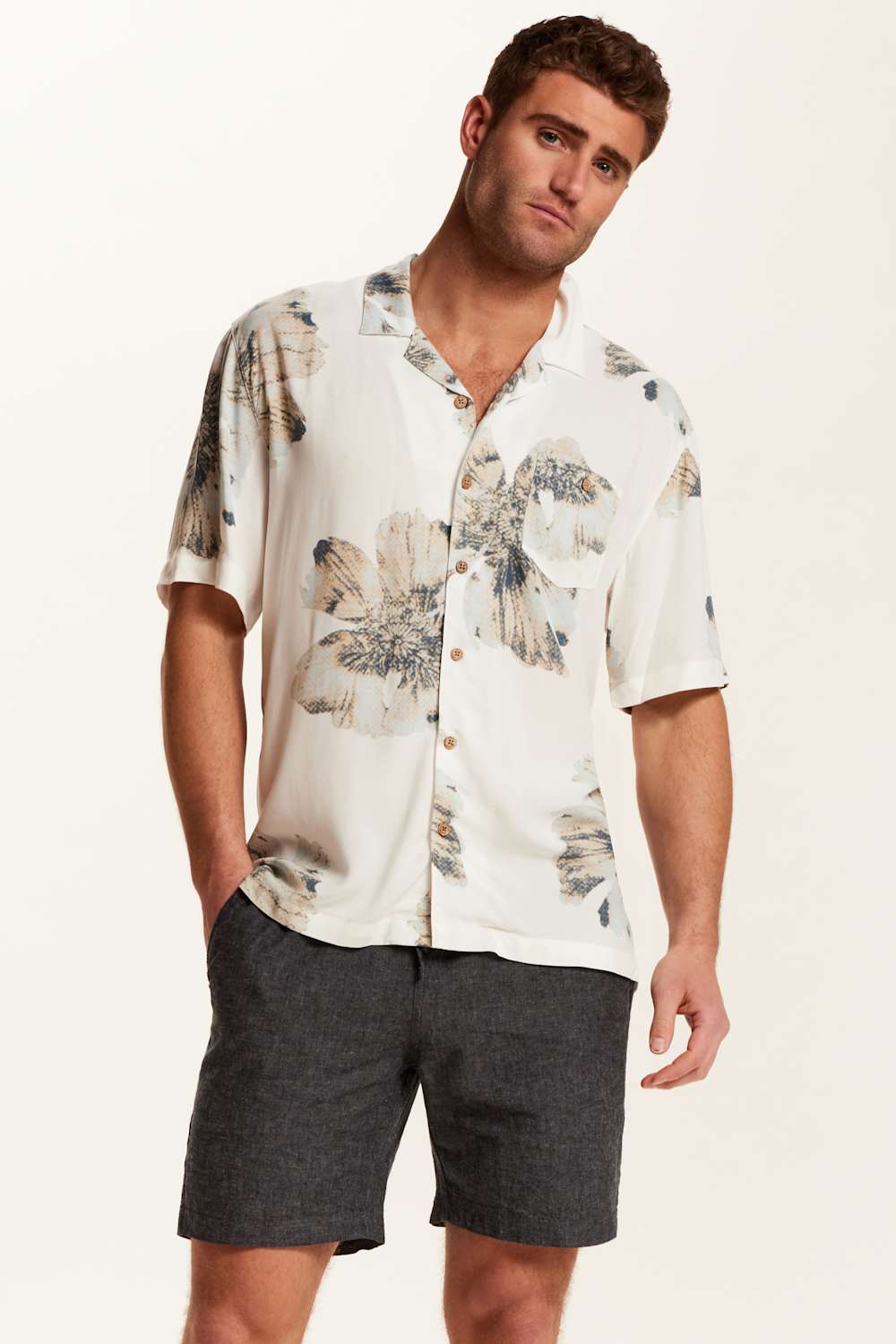 Weatherproof Vintage Rayon Camp Shirt for Men in Putty | S2684231GK-PUTTY - Image 3