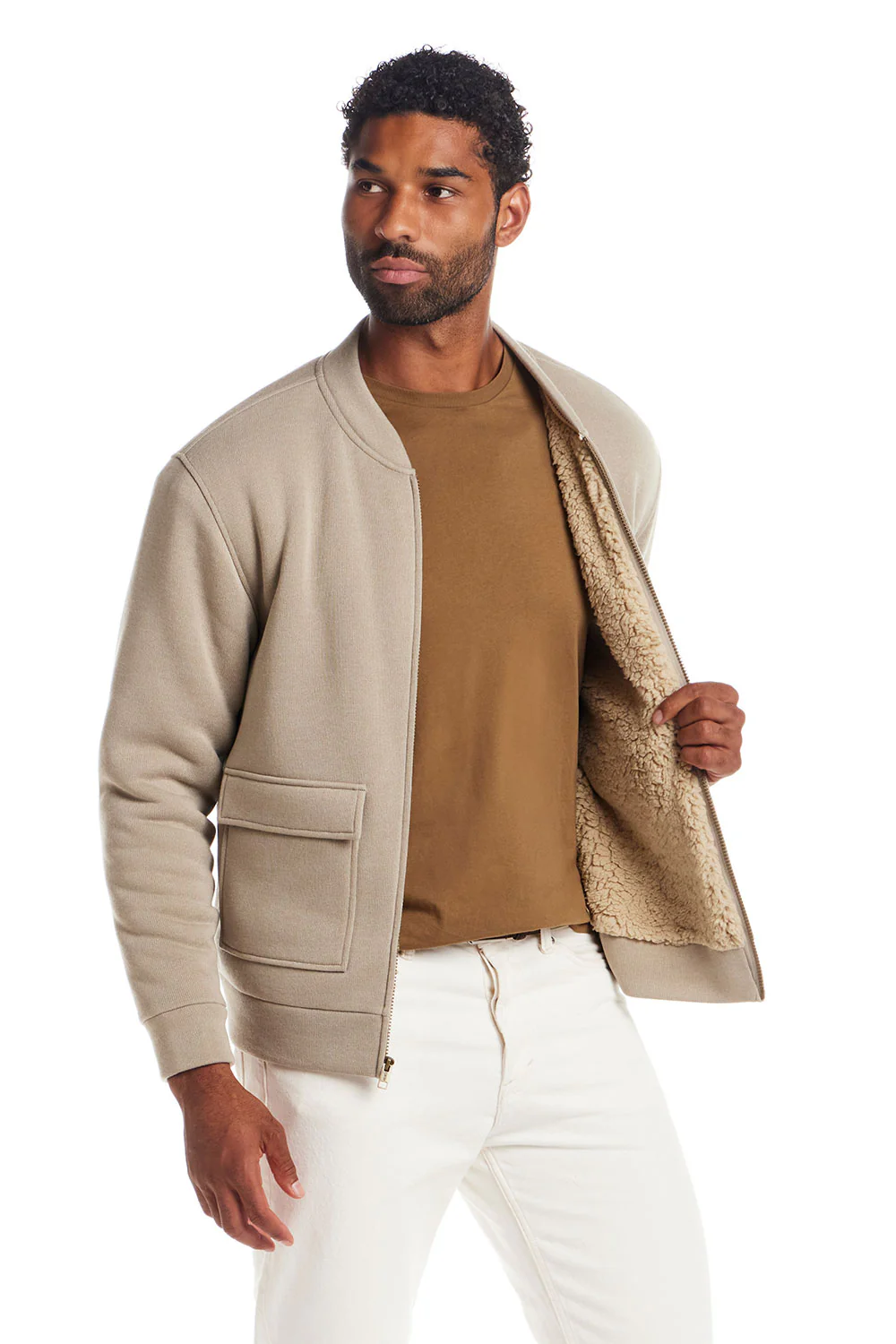 Weatherproof Vintage Sherpa Lined Bomber Jacket for Men in Abby Stone | F2531768GK-ABBEYSTONE - Image 4