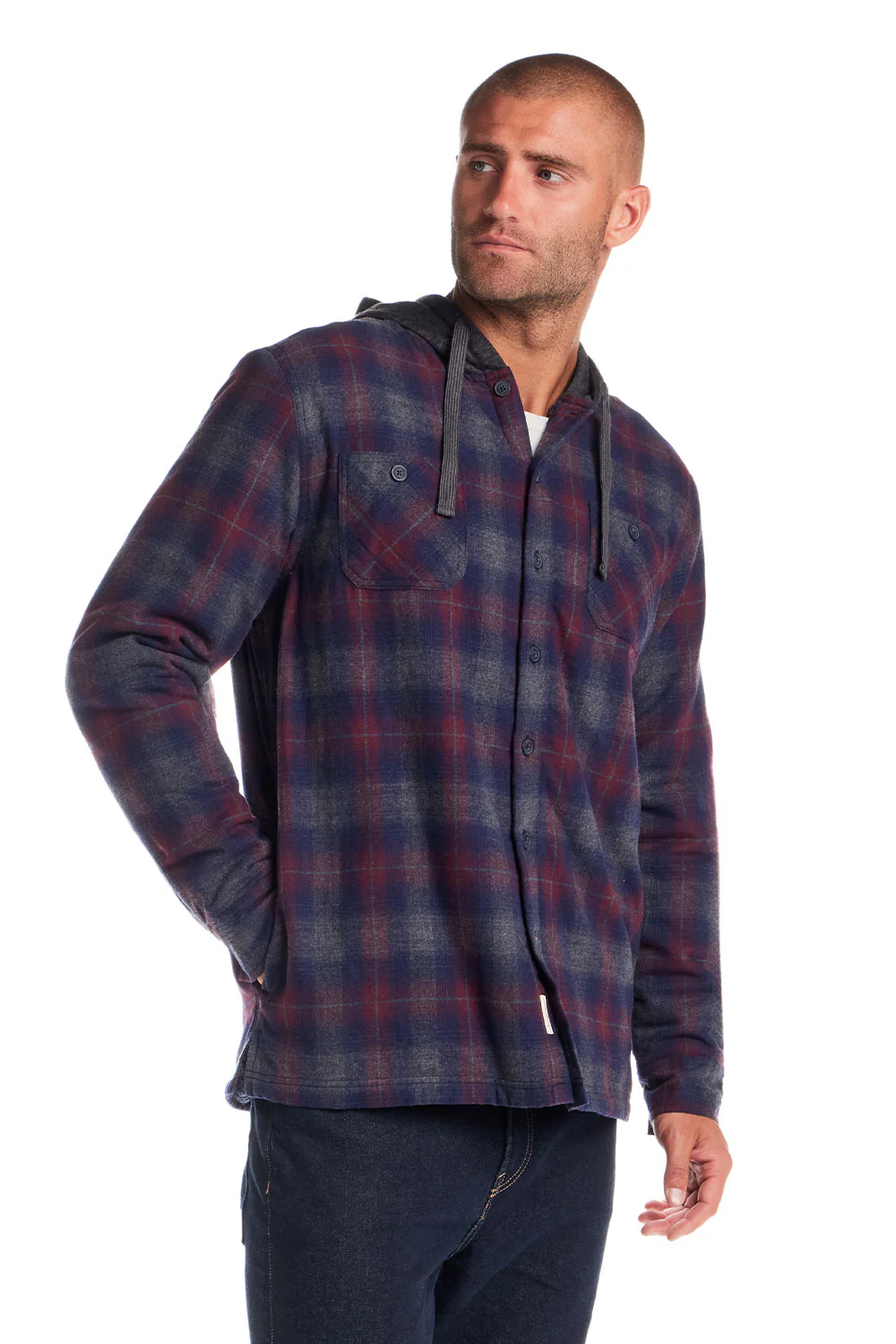 Weatherproof Vintage Sherpa Lined Hooded Shirt Jacket for Men in Inkling | F255456GK-INKLING - Image 3
