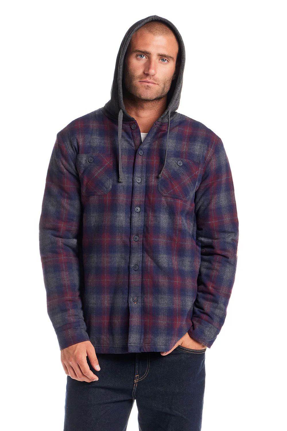 Weatherproof Vintage Sherpa Lined Hooded Shirt Jacket for Men in Inkling | F255456GK-INKLING - Image 4