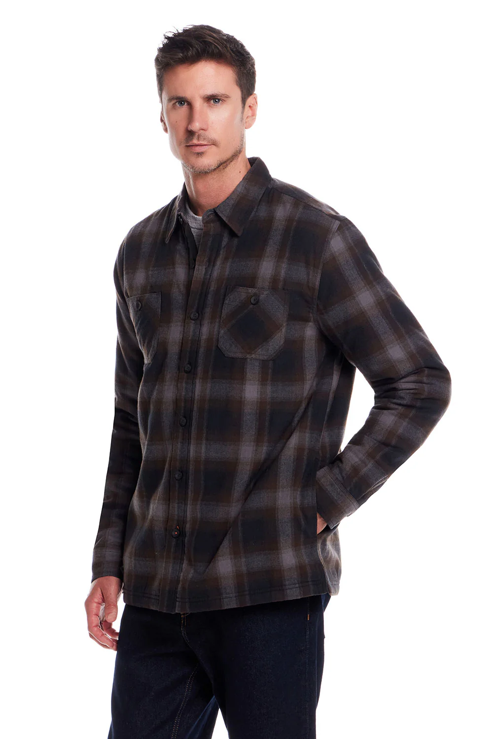 Weatherproof Vintage Sherpa Lined Shirt Jacket for Men in Mocha | F255441GK-MOCHA - Image 6