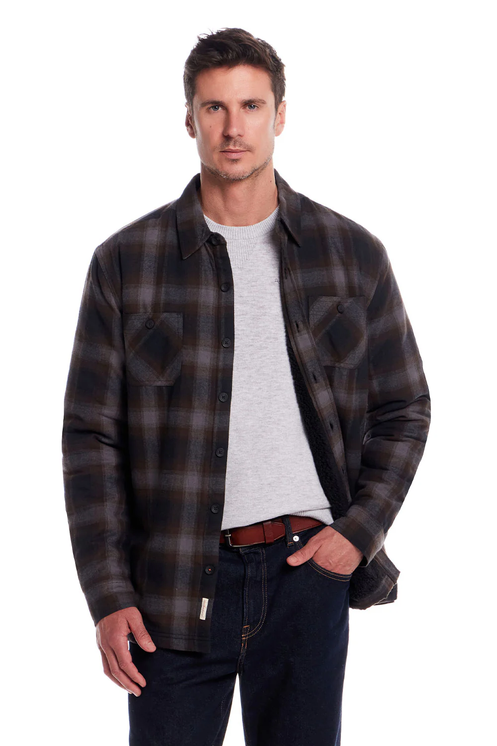 Weatherproof Vintage Sherpa Lined Shirt Jacket for Men in Mocha | F255441GK-MOCHA - Image 7