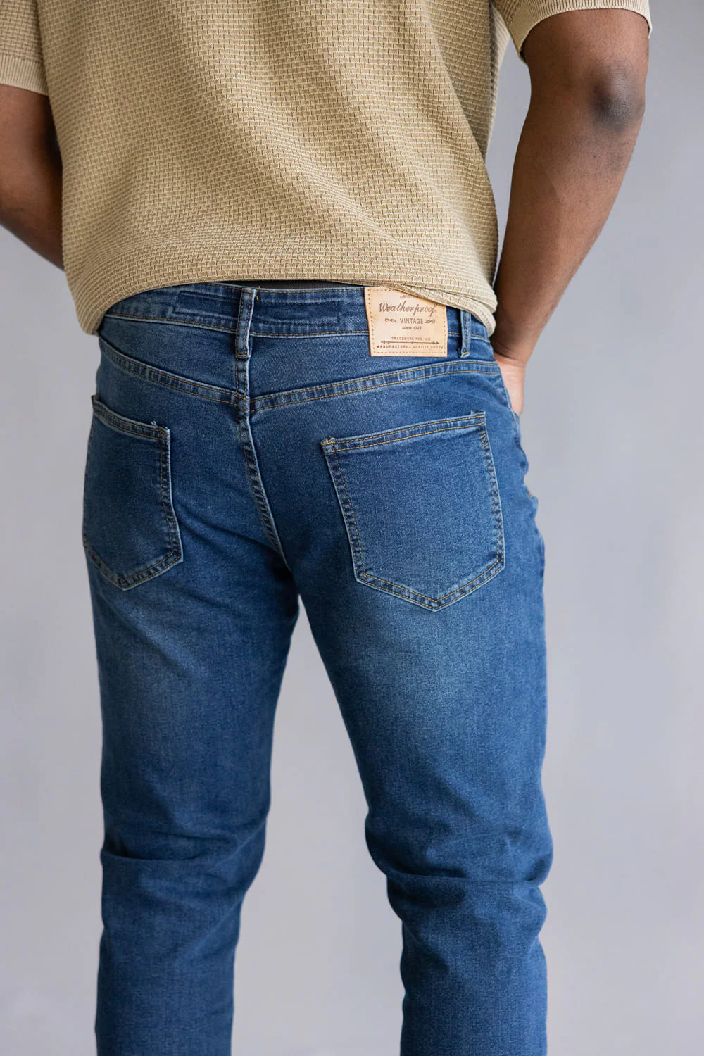 Weatherproof Vintage Slim Jeans for Men in Riverstone | WP25-94SR-RIVERSTONE - Image 3