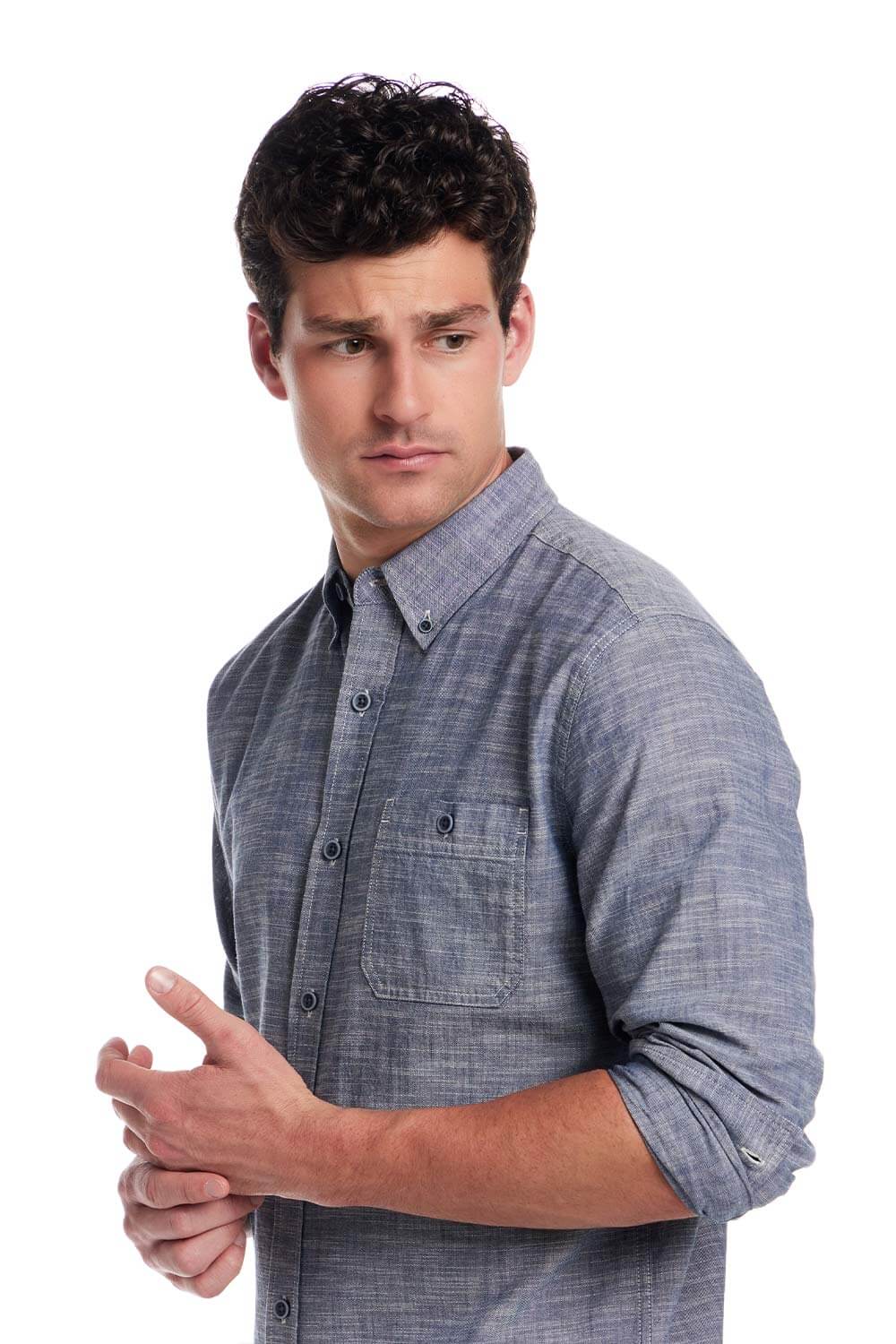 Weatherproof Vintage Solid Chambray Winter Button Down for Men in Insignia Blue  | F2585884GK-INSBLUE - Image 3