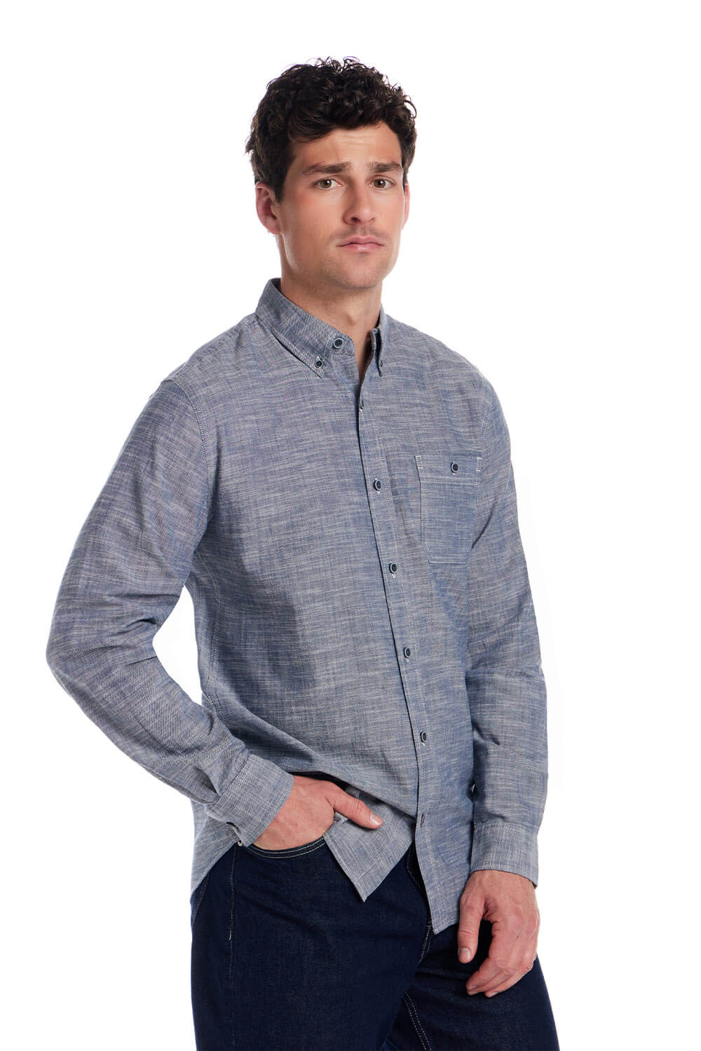 Weatherproof Vintage Solid Chambray Winter Button Down for Men in Insignia Blue  | F2585884GK-INSBLUE - Image 4