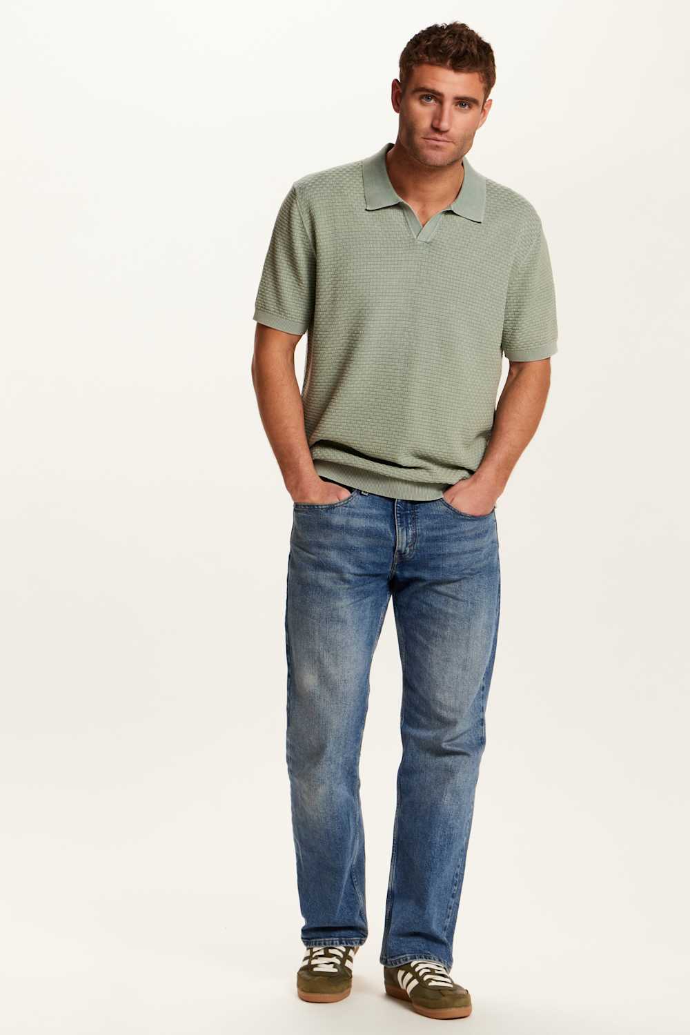 Weatherproof Vintage Stonewash Knit Johnny Collar Polo Shirt for Men in Sage Green | S2640816GK-SPRINGSKY - Image 4