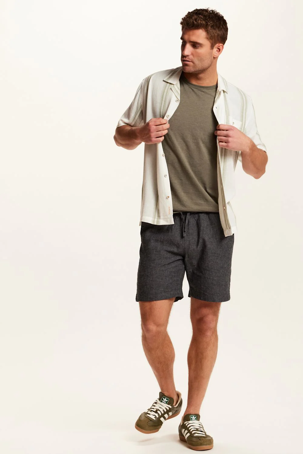 Weatherproof Vintage Striped Cotton Airtex Shirt for Men in Seagrass | S2684620GK-SEAGRASS - Image 2