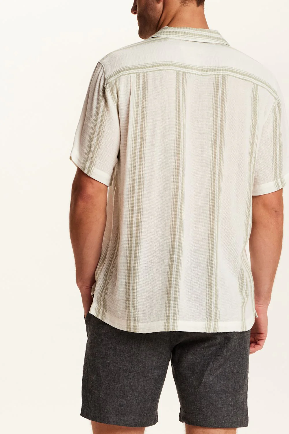 Weatherproof Vintage Striped Cotton Airtex Shirt for Men in Seagrass | S2684620GK-SEAGRASS - Image 3