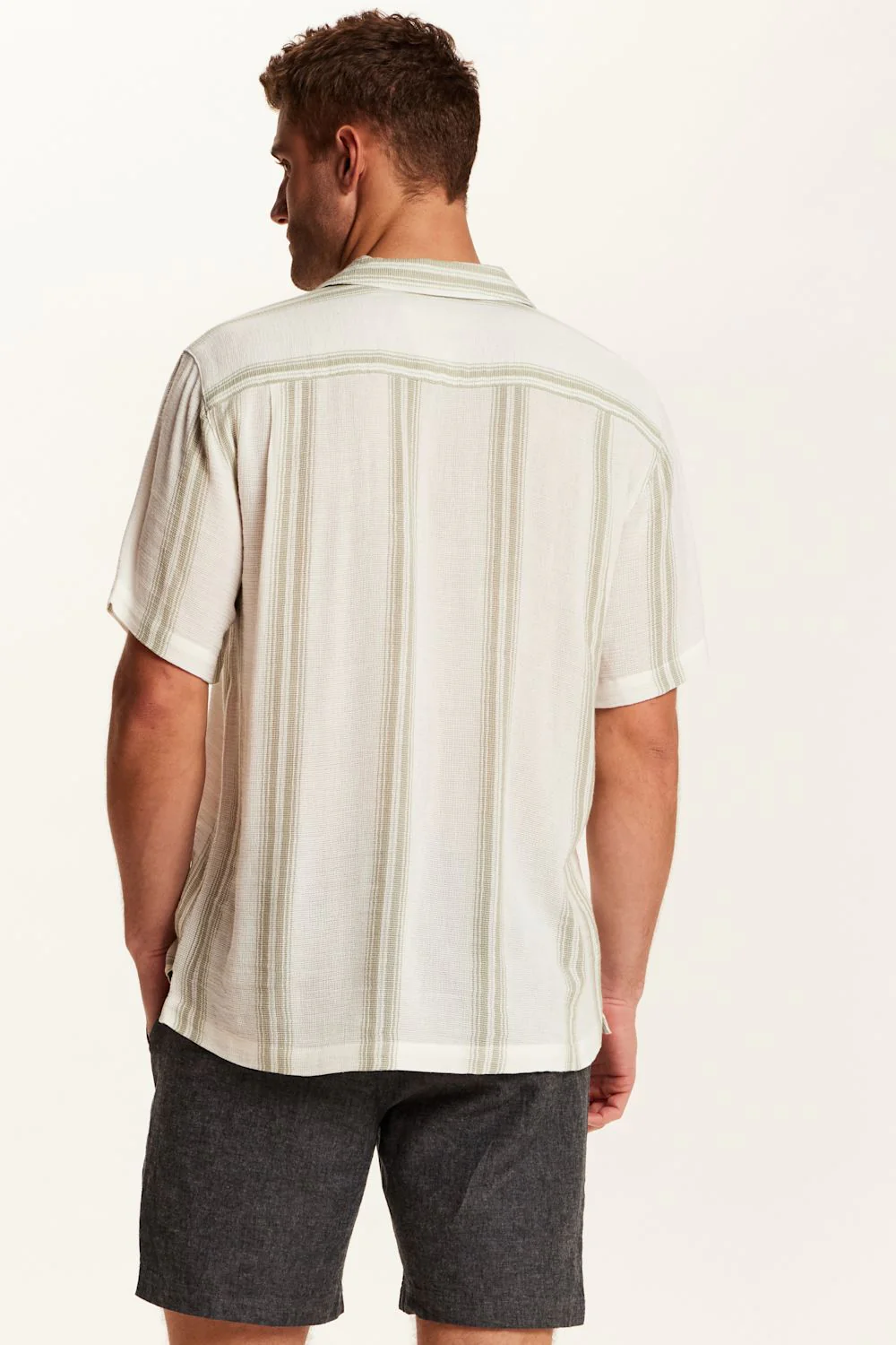 Weatherproof Vintage Striped Cotton Airtex Shirt for Men in Seagrass | S2684620GK-SEAGRASS - Image 4