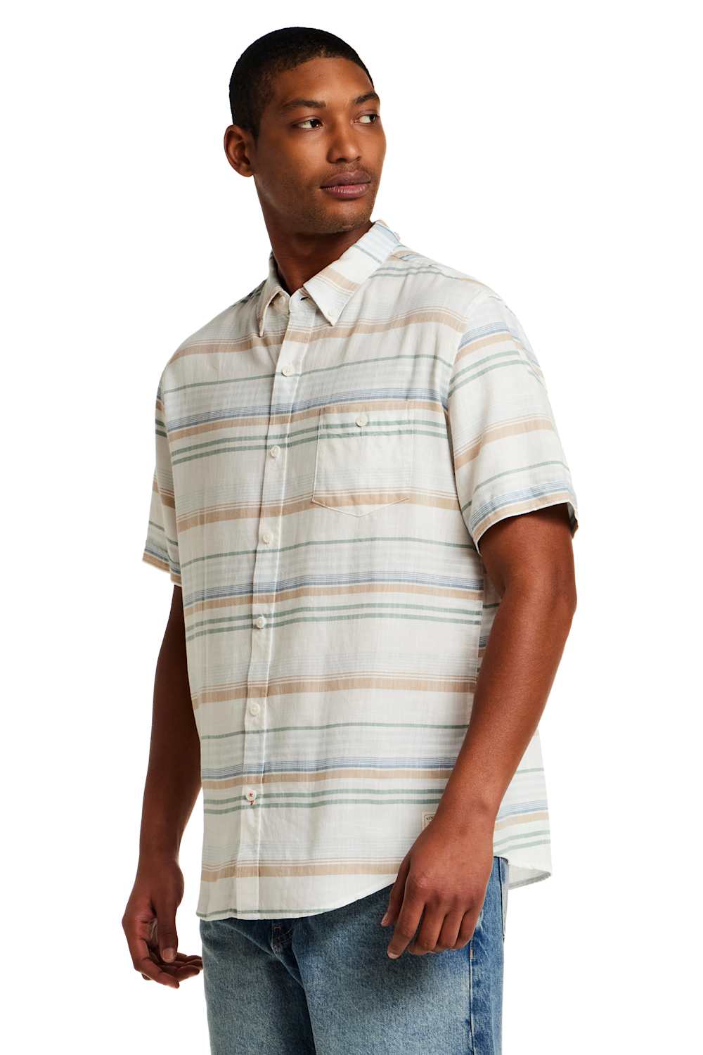 Weatherproof Vintage Striped Country Twill Button Up Shirt for Men in Capri Blue | S2684285GK-CAPRIBLUE - Image 2