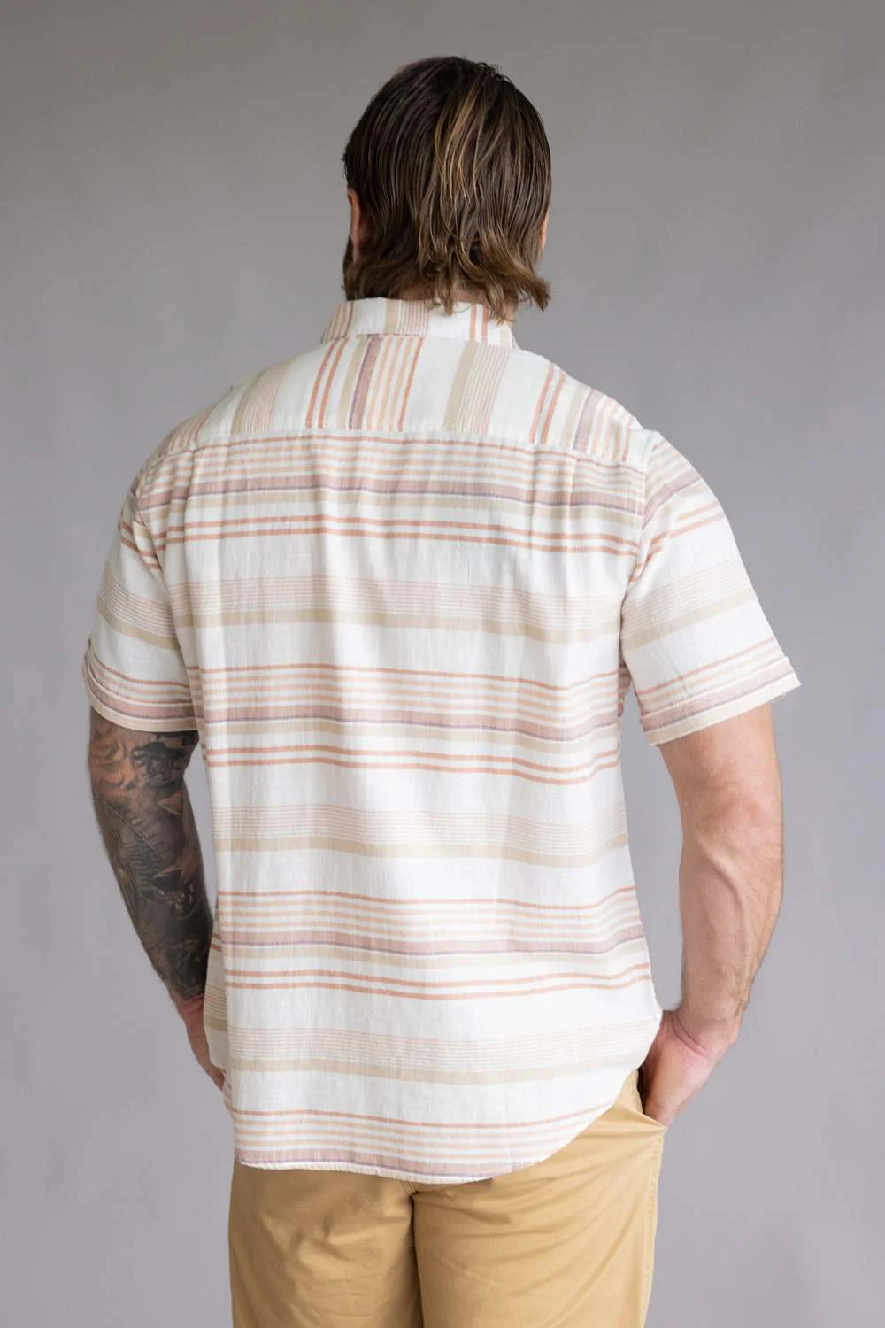 Weatherproof Vintage Striped Country Twill Button Up Shirt for Men in Ginger Spice | S2684285GK-GINGERSPICE - Image 4