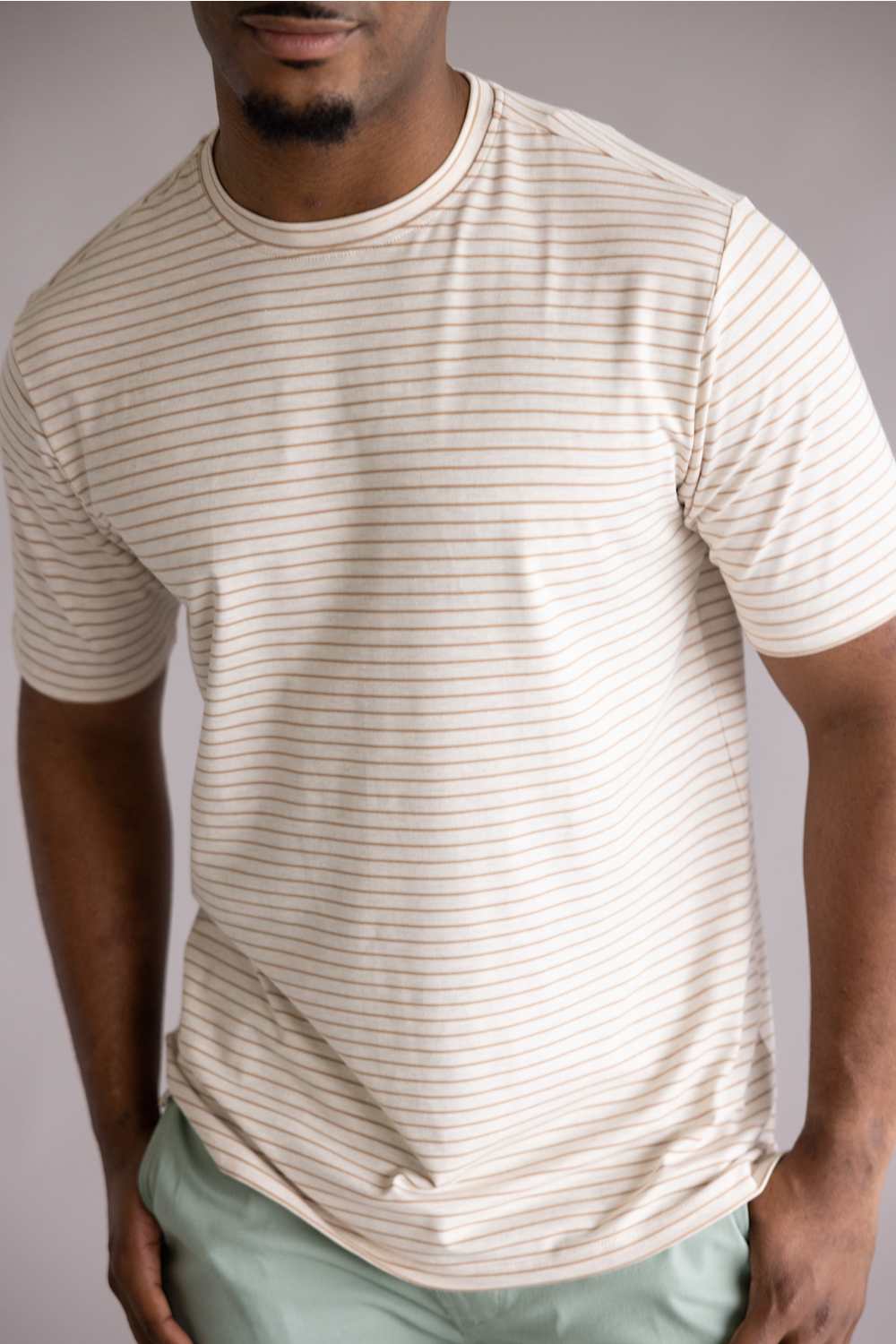 Weatherproof Vintage Striped Stretch T-Shirt for Men in Tan | S2631874GK-TAN - Image 4