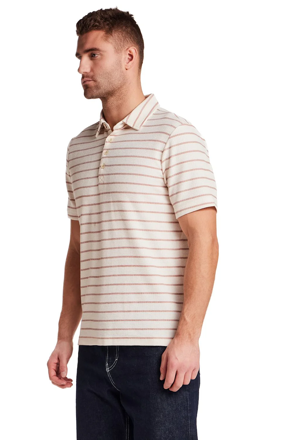 Weatherproof Vintage Terry Striped Polo for Men in Crimson | S2631843GK-CRIMSON - Image 3