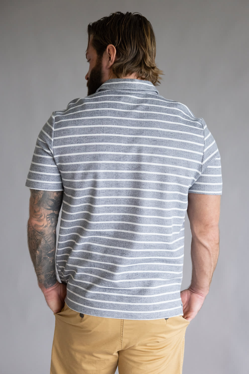 Weatherproof Vintage Terry Striped Polo for Men in Maritime Blue | S2631843GK-MARITIME BLUE - Image 3