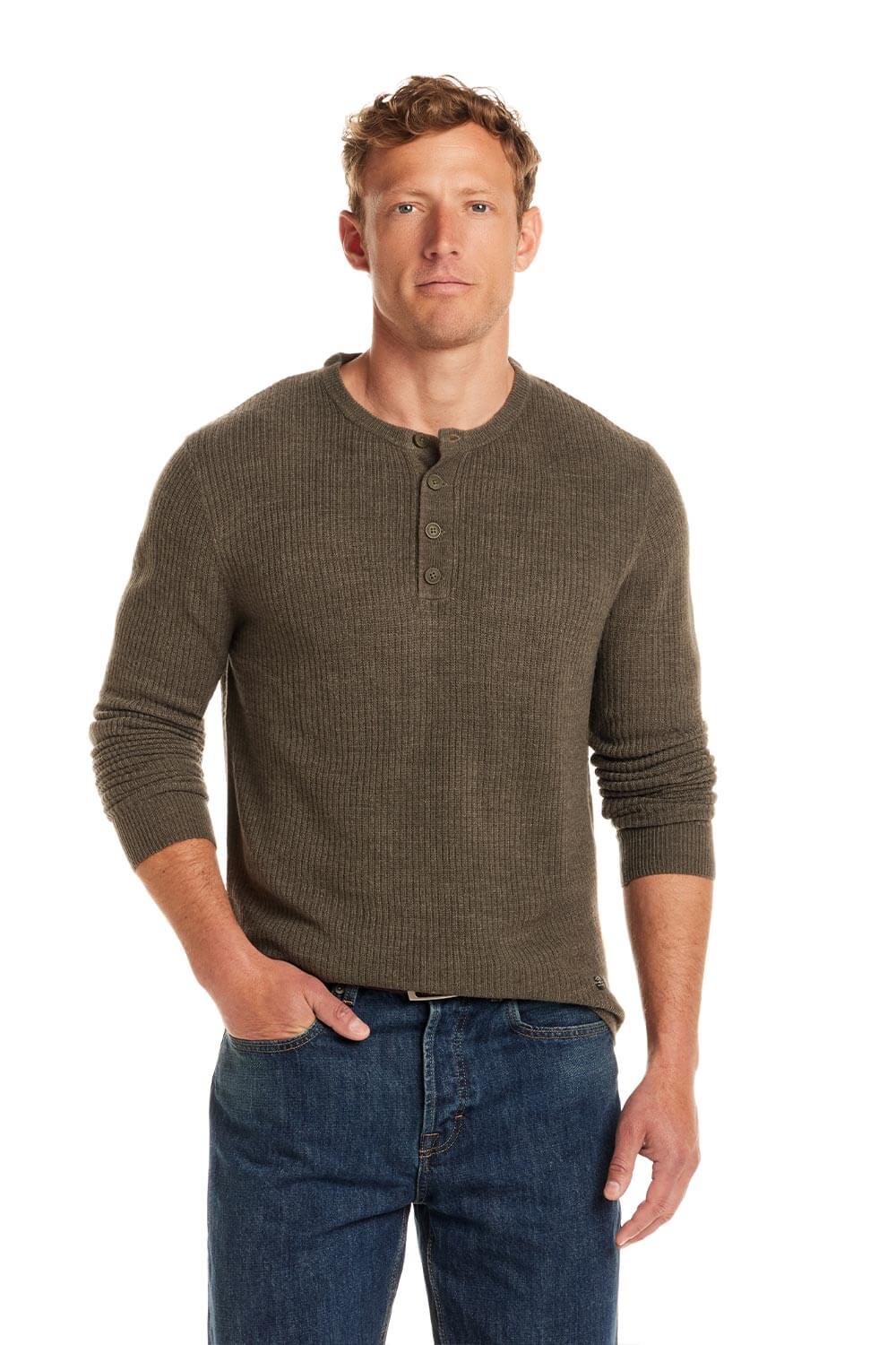 Weatherproof Vintage Vertical Stitch Button Henley for Men in Olive | F2540704GK-KAMBABAOLIVE - Image 5