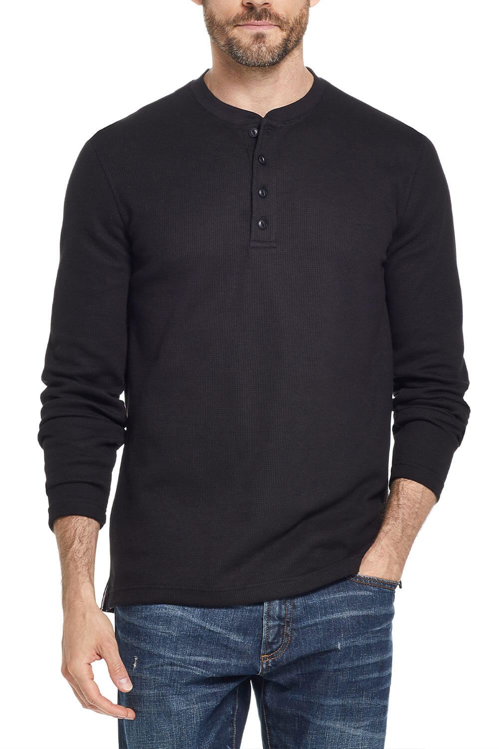 Weatherproof Vintage Waffle Button Henley Thermal Long Sleeve Shirt for Men - Image 2