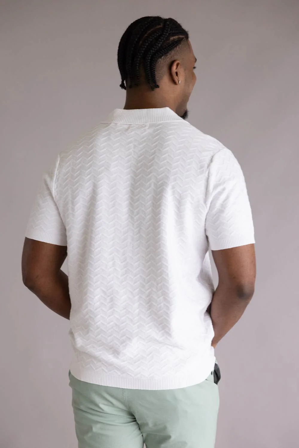Weatherproof Vintage Zigzag Johnny Collar Shirt for Men in Ecru | S2640836GK-ECRU - Image 3